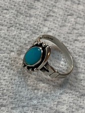 Gorgeous Vintage Navajo Sterling Silver Turquoise Stone Ring Size 5