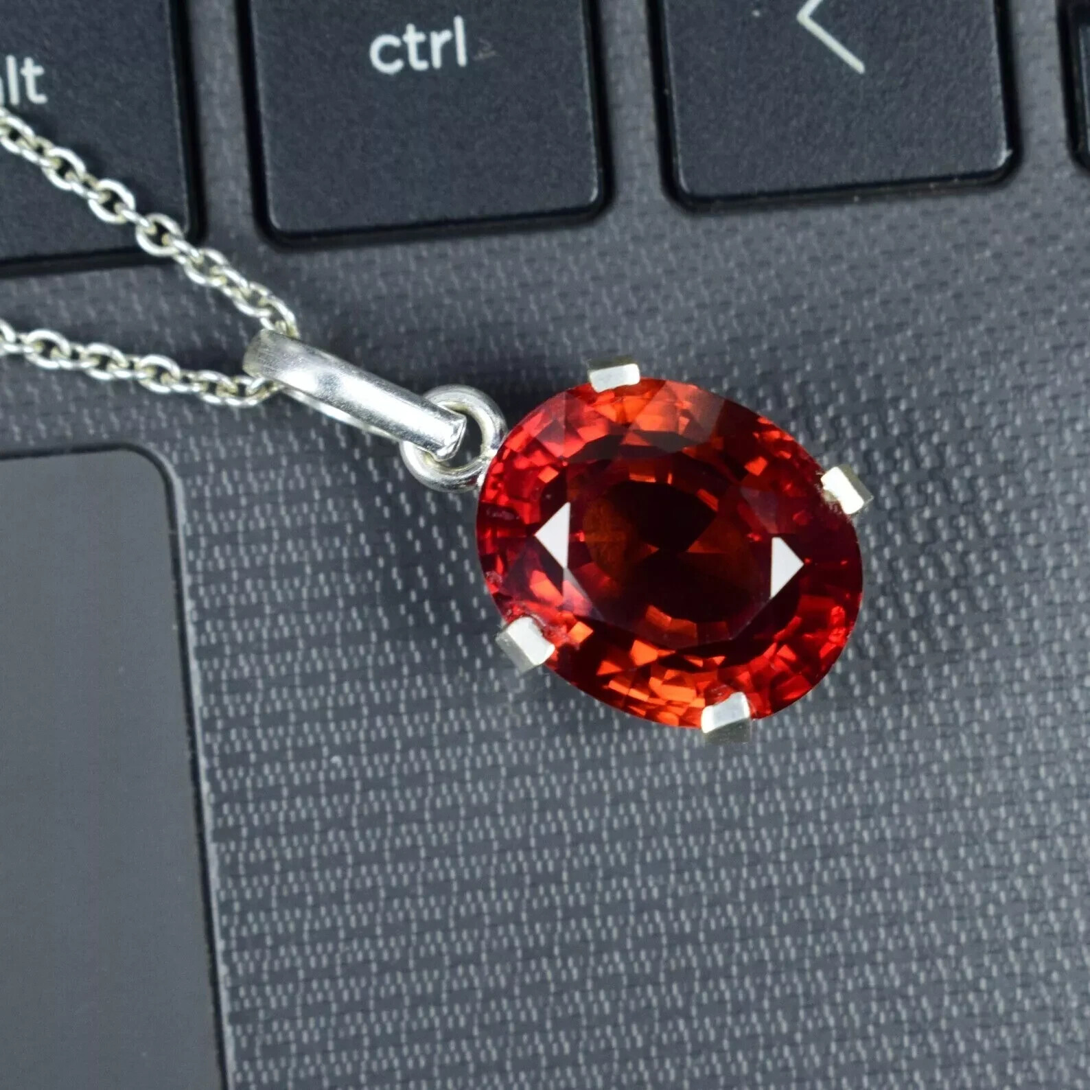 Natural Orange Sapphire Pendant 24.65 Ct+ Oval Cut 925 Solid Silver HG Gemstone