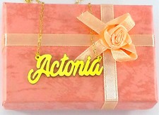 PERSONALIZED 18K GOLD PLATED ANY NAME PLATE NECKLACE US SELLER ACTONIA STYLE