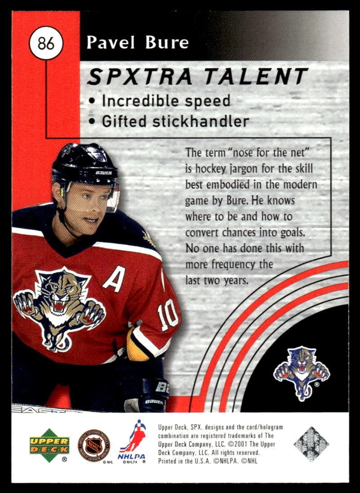 2001-02 SPx #86 Pavel Bure Florida Panthers HOF - Image 2 of 2