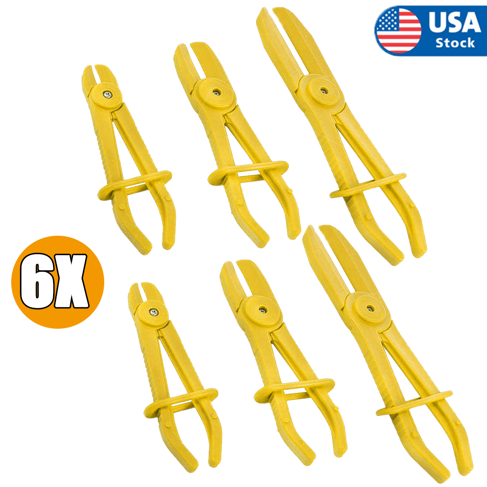 6Pcs Hose Pinch Clamp Brake Fuel Water Line Pliers Set Car Garage Hand