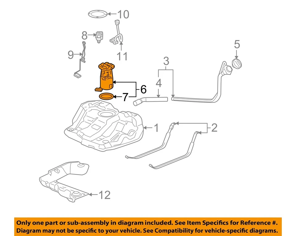 Used Fuel Pump fits: 2007 Chevrolet Impala Pump Assembly 3.5L w/o flex fuel Cali - Image 3 of 4