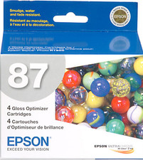 New Genuine Epson 87 Gloss Optimizer 4PK Ink Cartridges