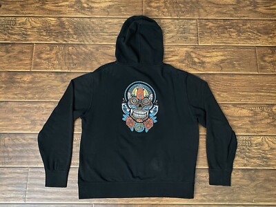 Santa Cruz Mens Skull Full Zip Hoodie Sweatshirt Jacket Pouch Pockets Size  L
