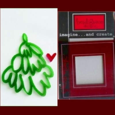 2 SETS HEIDI GRACE ACRYLICS CHRISTMAS TREE SKETCH Glass effects & RED FRAME
