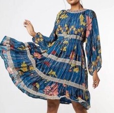 Anthropologie Verb by Pallavi Singhee Eulalia Shimmer Tunic Teal Dress Sz 0 RARE