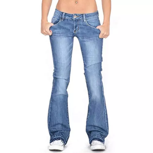 Damen Bootcut Jeans Hose Hüftjeans Schlaghose Flared Weites Bein Denim Jeanshose - Bild 15 von 22