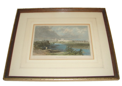 Antique Thomas Allom Carlisle Hand Colored Engraving Print by R. Sands 1840s