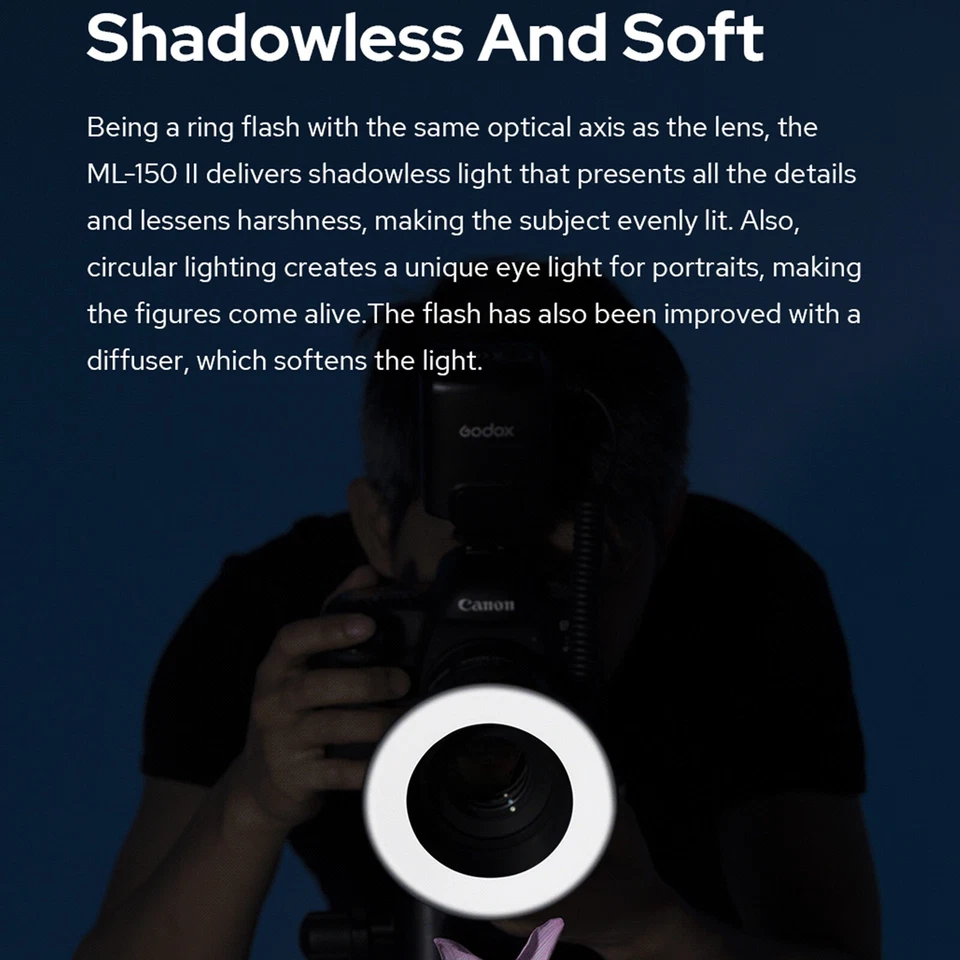 Godox ML-150II Macro LED Ring Flash Speedlite para Sony Canon Nikon Fuji Olympus - Imagem 4 de 4