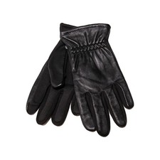 TouchPoint Men Leather Gathered Wrist Gloves Black Size S 0071