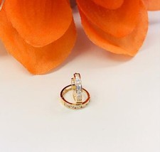 14K Real Yellow Gold CZ Small Dainty Little Huggie Earrings Baby Women Men 9x9mm