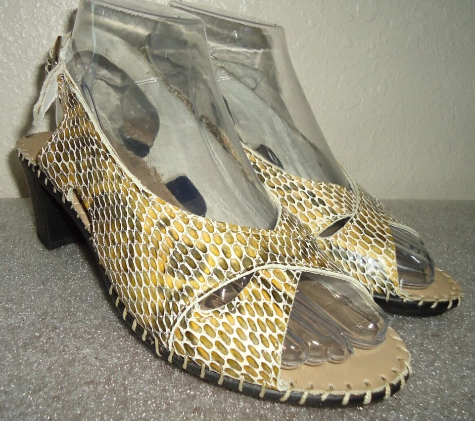 Sandalias de tacón #D La Plume de cuero marrón tostado de reptil talla 6/36 Foto 4 de 4