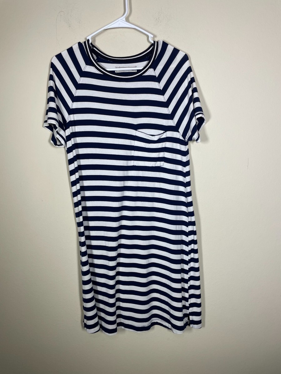 Abercrombie &Fitch Navy/White Stripe Viscose Lightweight T Shirt Dress Size  M | eBay