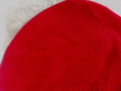 NORDSTROM RACK Beanie NWT 100% Cashmere Red Ribbed | eBay display picture 2