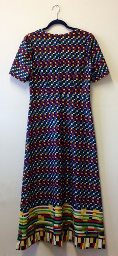 Stunning 1970s Jersey Maxi Dress With A Rainbow Pixellated Print UK 12 - Picture 5 of 5