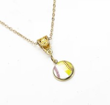 Split Baseball And Softball Pendant Necklace, Baseball Mom and Softball Mom, Son