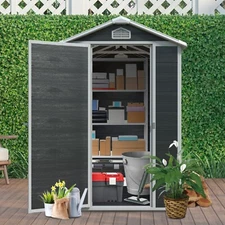 4x6 FT Resin Outdoor Storage Shed Tool Shed with Lockable Door for Patio Black