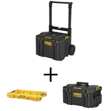 DEWALT Toughsystem Modular Rolling Tool Box w/Large Tool Box + Shallow Tool Tray