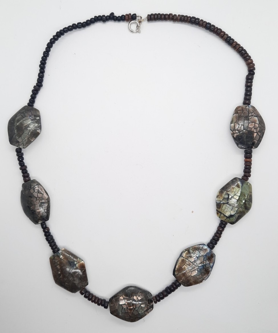 Multicolored Abalone Shell Beaded Necklace 22" - image 7