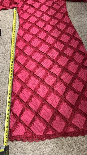 Vintage VTG 1960s 60s Pink Pintuck Lace Long Sleeve Maxi Dress - Picture 16 of 18