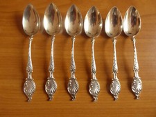 6 Mokkal&ouml;ffel - Rokokodekor - Silber 800 - teilvergoldet - um 1900