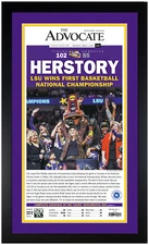 LSU Lady Cats 2023 National Basketball Champions Matted & Framed Newspaper Print