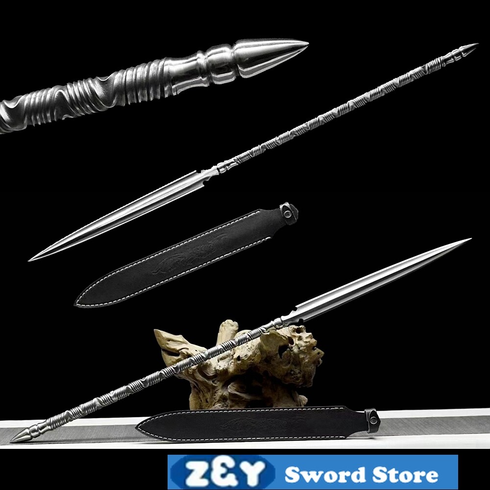 Handmade Folded Steel Hunting Spear Sharp Spearhead Solid One