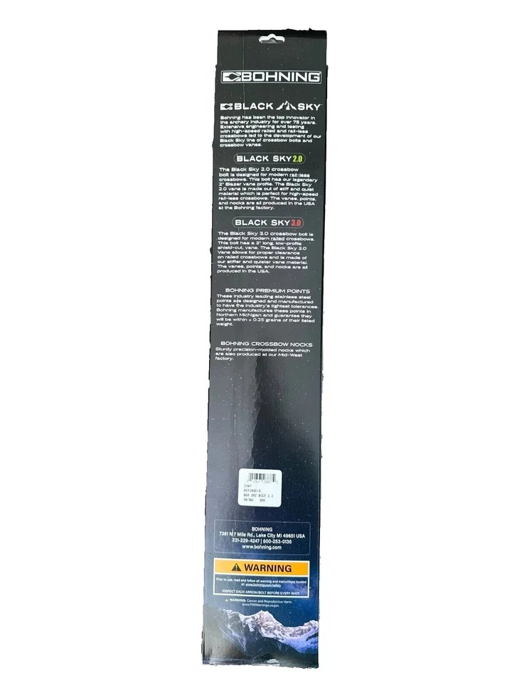 Parafusos de besta flechas carbono 20" Bohning® BLACK SKY 2.0 novo pacote com 3 pontos de palhetas - Imagem 3 de 3