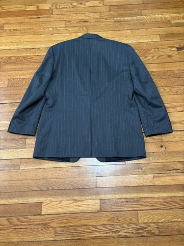 Chaps Ralph Lauren Mens Blazer Jacket 44R Gray Wool Striped 2 Button Sport Coat - Picture 6 of 6
