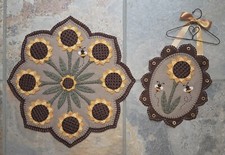 PATTERN Summer Blossoms Sunflowers Penny Rug/Candle Mat/Mini Mat PATTERN