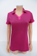 Nike Golf Womens Collared T Shirt Size S Small Pink Striped Short Sleeve