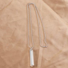 Stainless Steel Necklace Man Lovers Cylinder Pendant Pill Case Holder