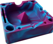 1 Silicone Square Debowler Ashtray - Purple/Blue - Unbreakable