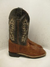 Old West Kids Brown Leather Cowboy Western Boot Square Toe SZ 5 D Sty BBSC1910