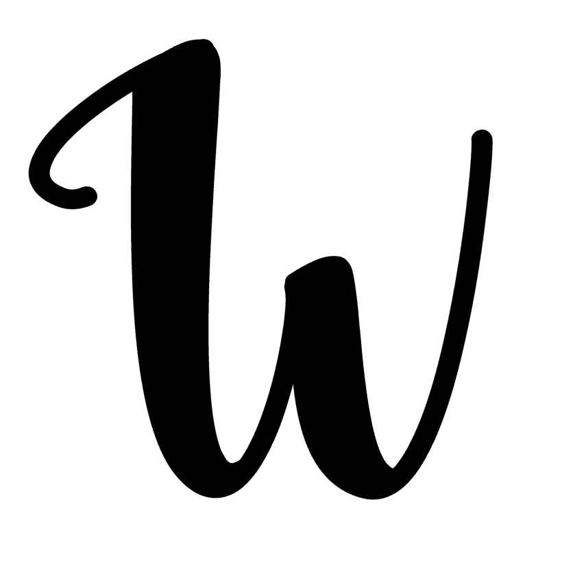 W Monogram Letter Initial Vintage Font Vinyl Decal Sticker For Home Cup Car Wall