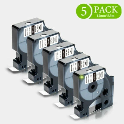 LABELIFE 5PCS 18444 Black on White Vinyl Industrial Label 1/2'' for DYMO Rhino 5200 Tape