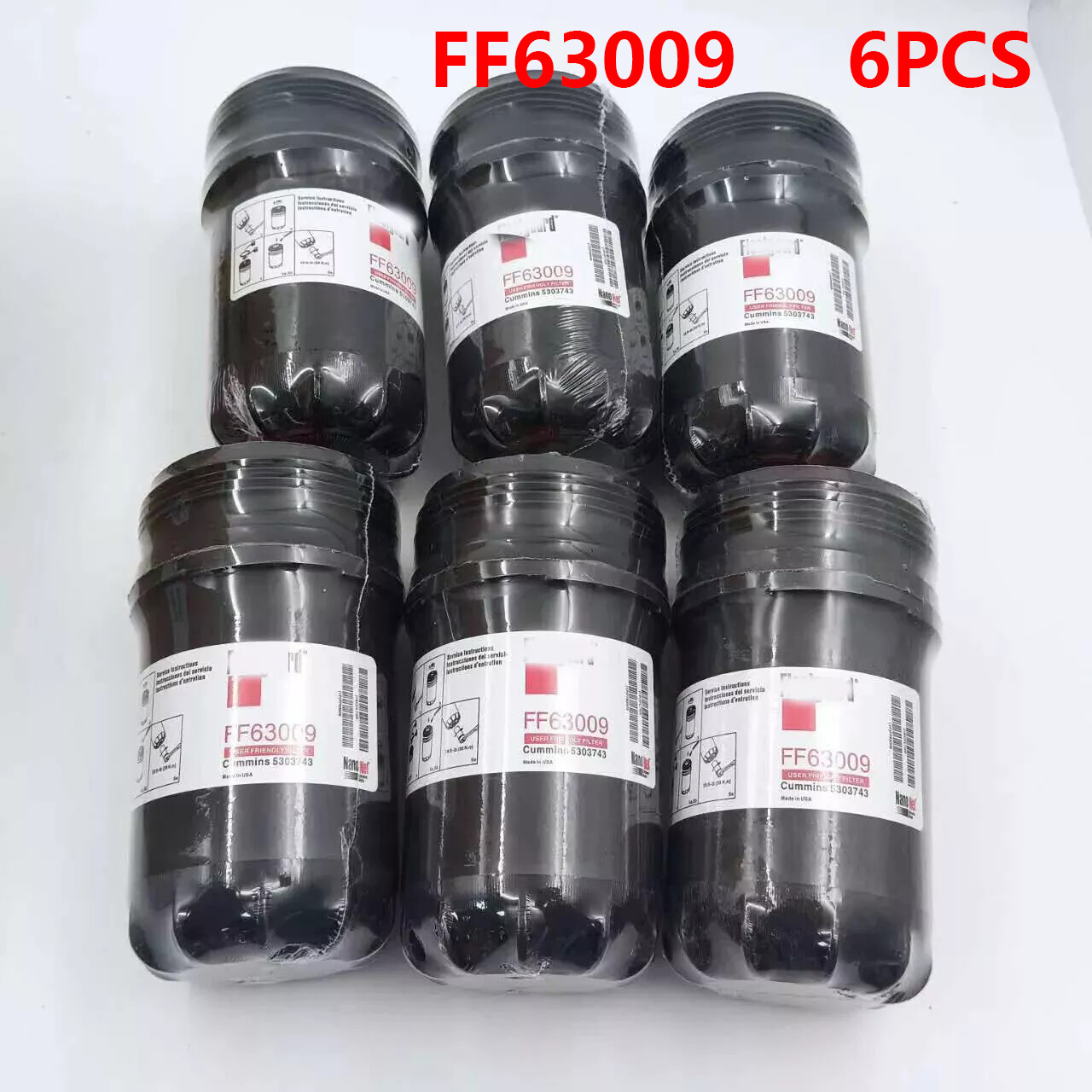 6X FF63009 Fuel Filter 5303743 FF63054NN For Fleetguard Cummins Engine Part NEW
