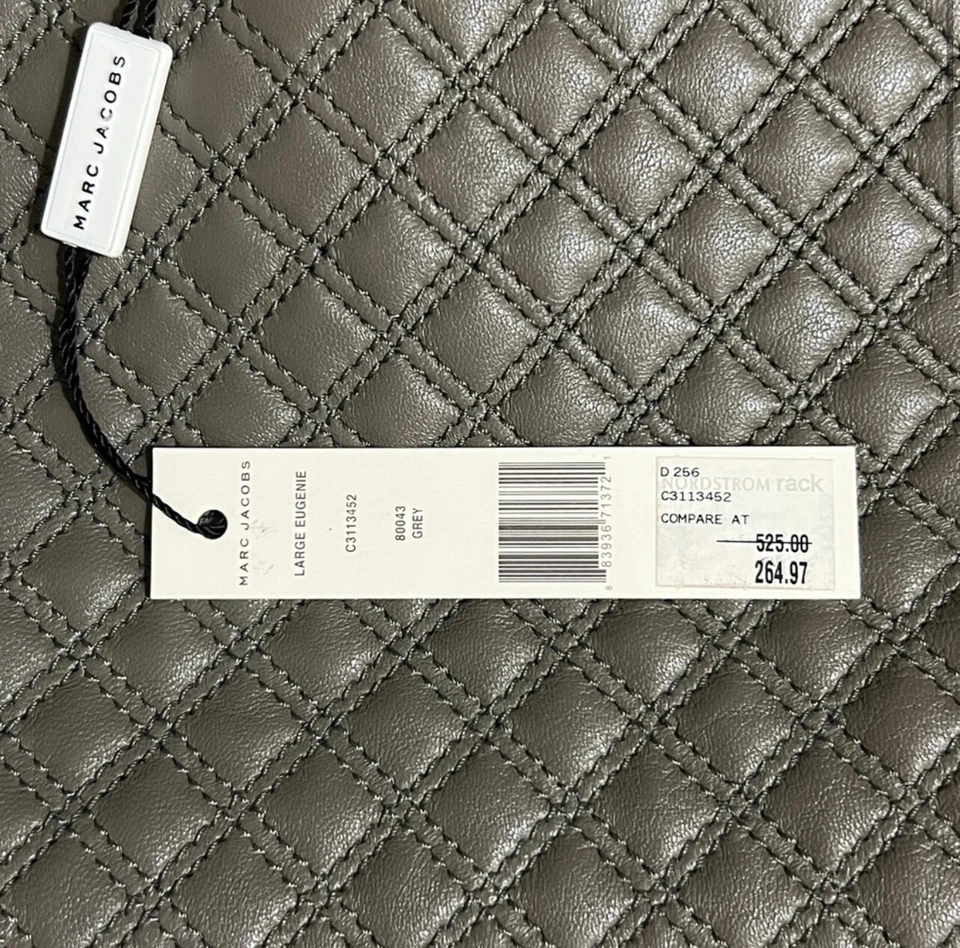 NWT Marc Jacobs Gray Leather Quilted Large Eugenie Clasp Clutch Silver Hardware - Image 3 of 4