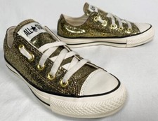 CONVERSE ALL STAR Gold Glitter Metallic Sequin Women US Size 5 Low Top Sneakers