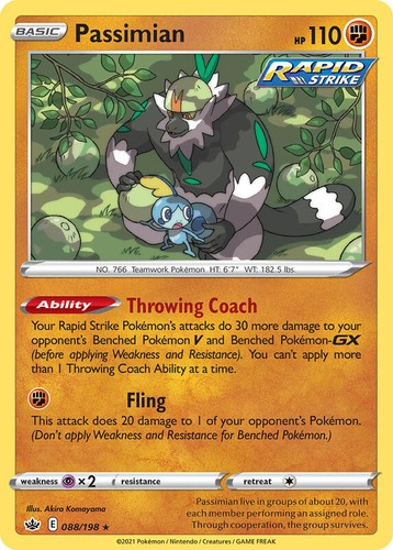 Passimian 088/198 Rare Chilling Reign Pokemon TCG