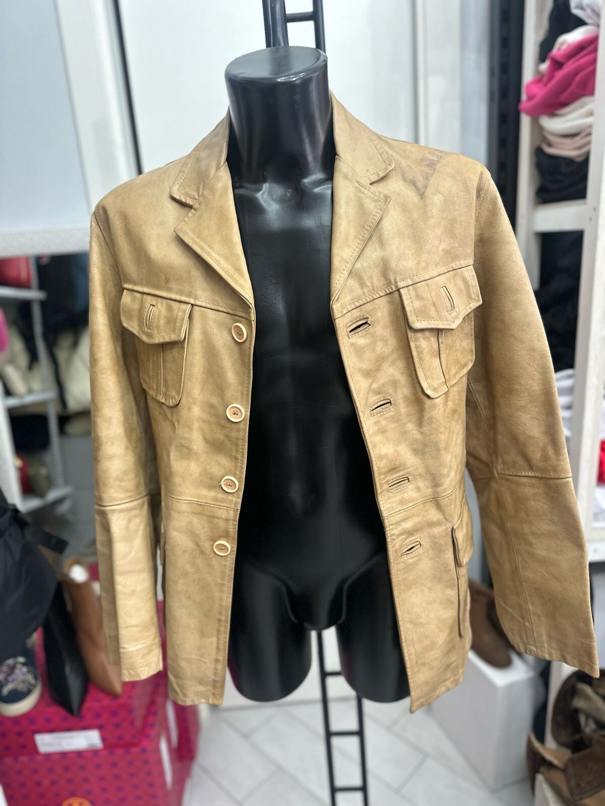 Imperial Men's Leather Jacket Size 48 Beige LLV1268