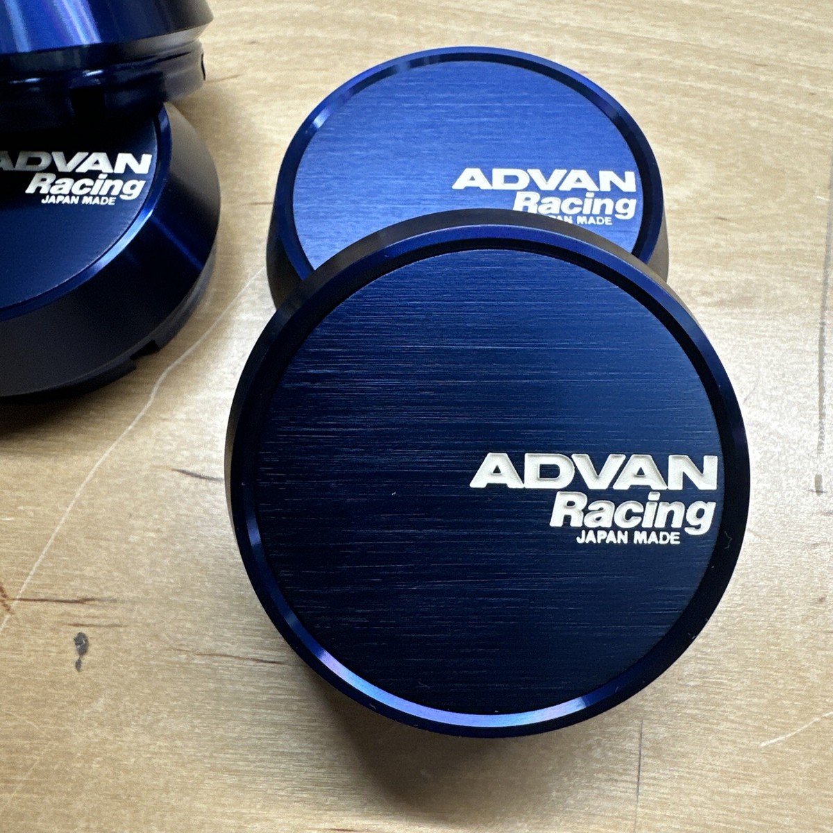 New YOKOHAMA ADVAN Racing Center Caps FLAT Blue Set of 4 Pcs