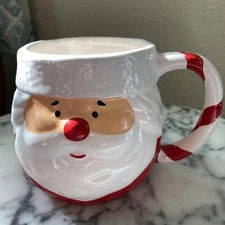 Santa Claus Christmas Candy Cane Coffee Tea Mug Face