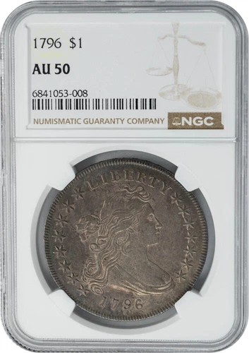 1796 Draped Bust Dollar $ Sm Dt Lg L BB-61 B-4 R.3 AU50 NGC 950066-16