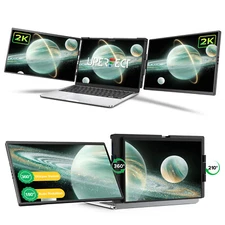 14" Dual Portable Monitor QHD Tri Screen Laptop Workstation Monitors Extender