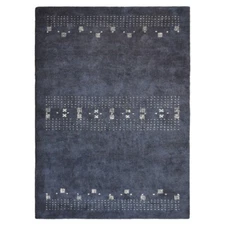 Eco-Friendly Hand Knotted Loom Silk Mix Area Rug Contemporary Charcoal BBLSM504