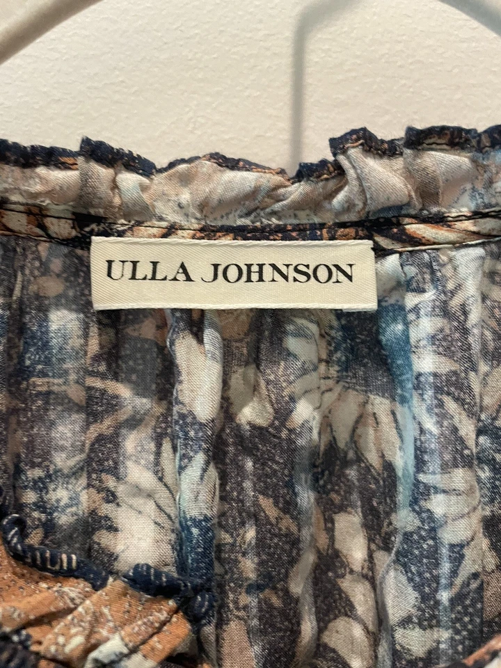 Ulla Johnson 柳树黑曜石花卉印花迷你连衣裙长袖小号 — 第 2/4 张图片