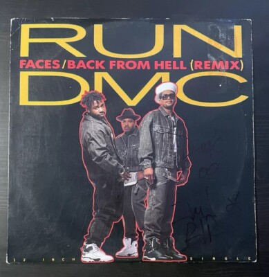 Run DMC Faces/Back From Hell LP signed by Darryl DMC McDaniels Vinyl Autographed