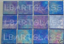 12 IRIDIZED EGYPTIAN BLUE 1/2"x 1/2 UROBOROS GLASS 90 COE