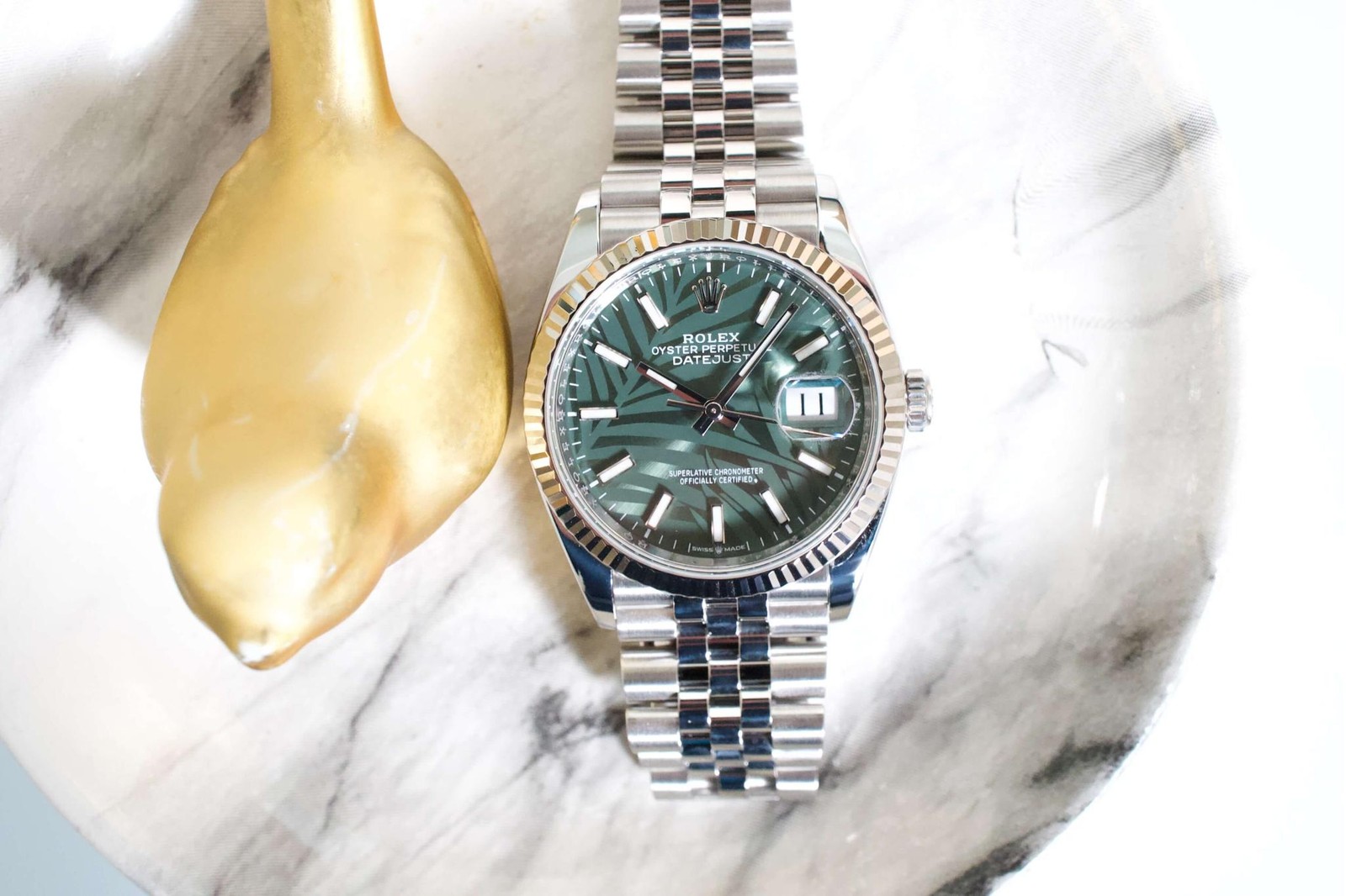 Rolex Datejust 36 Factory Palm MOTIF Dial 126234 2021 CPO Steel and 18k DISCONTI image 5